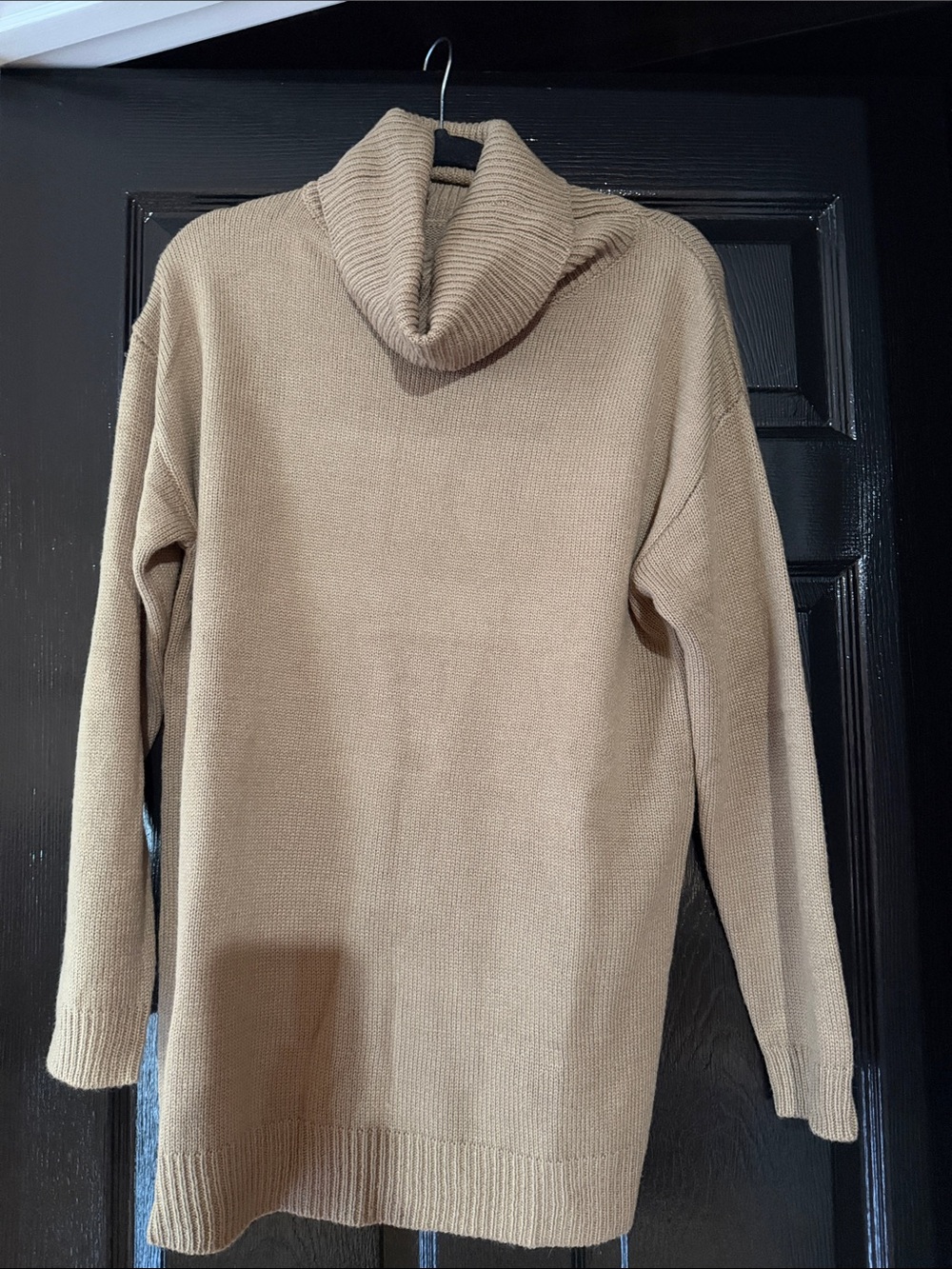 SHEIN Beige Turtleneck Knit Sweater Dress